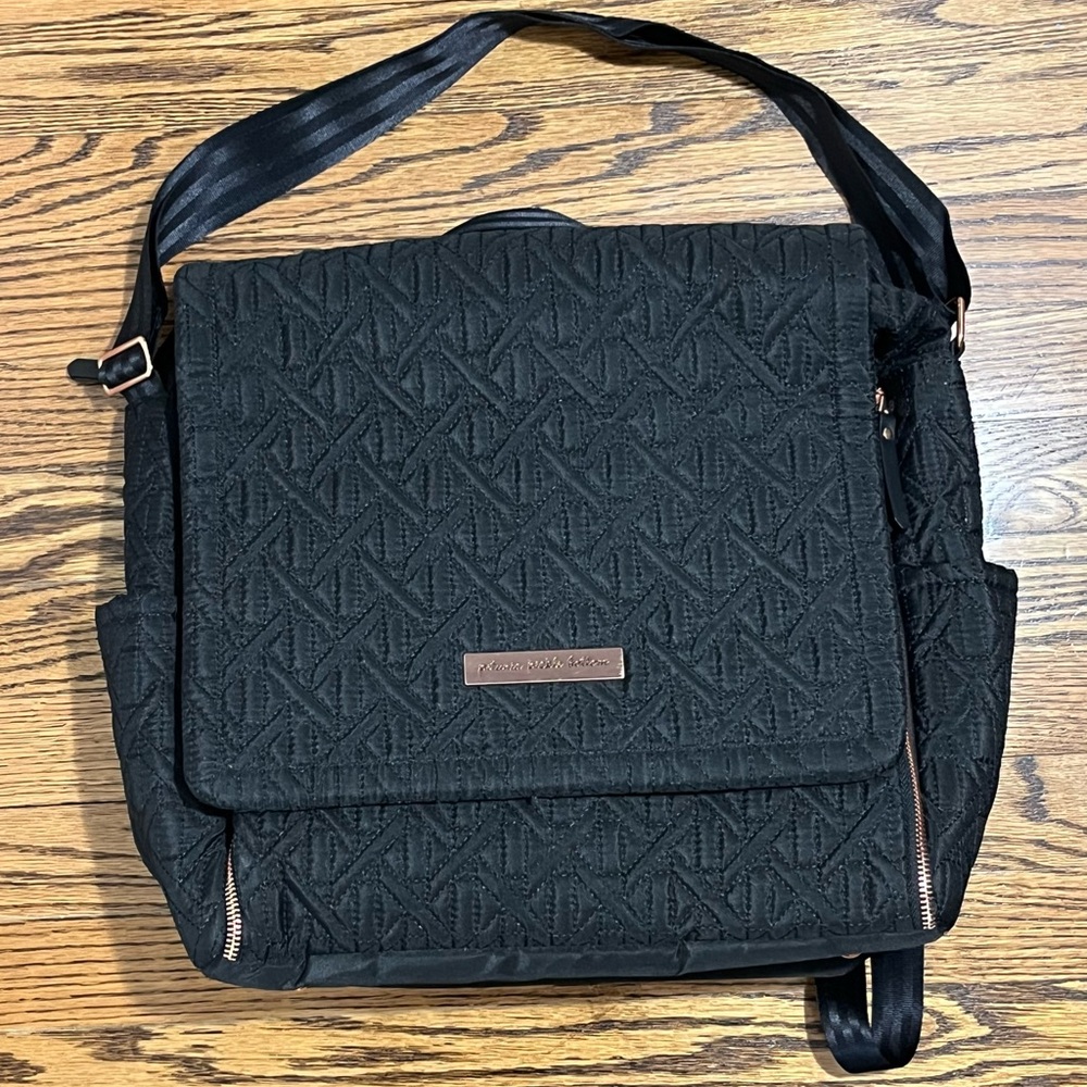 Petunia Pickle Bottom Boxy Backpack  Quilted Diaper Bag black pattern